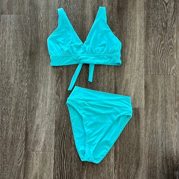 NWT BECCA Swim Color Code Bikini Set DDD Top & High Waisted Bottom Medium Blue - Picture 10 of 16